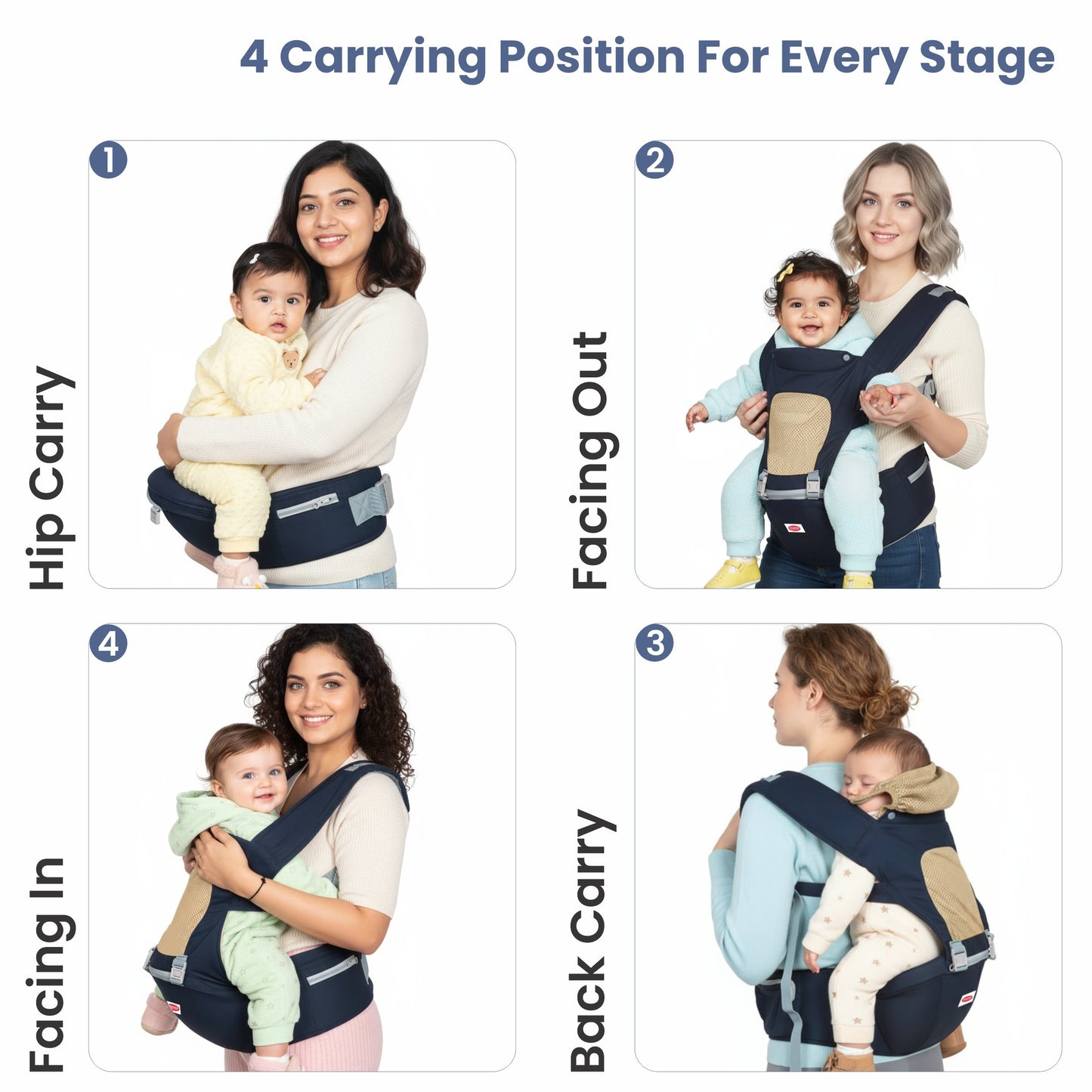 Chanak Baby Hip Seat Carrier for 4+ Months | 4-in-1 Ergonomic Carrier with Storage Pockets Up to 15 kg | BIS Approved