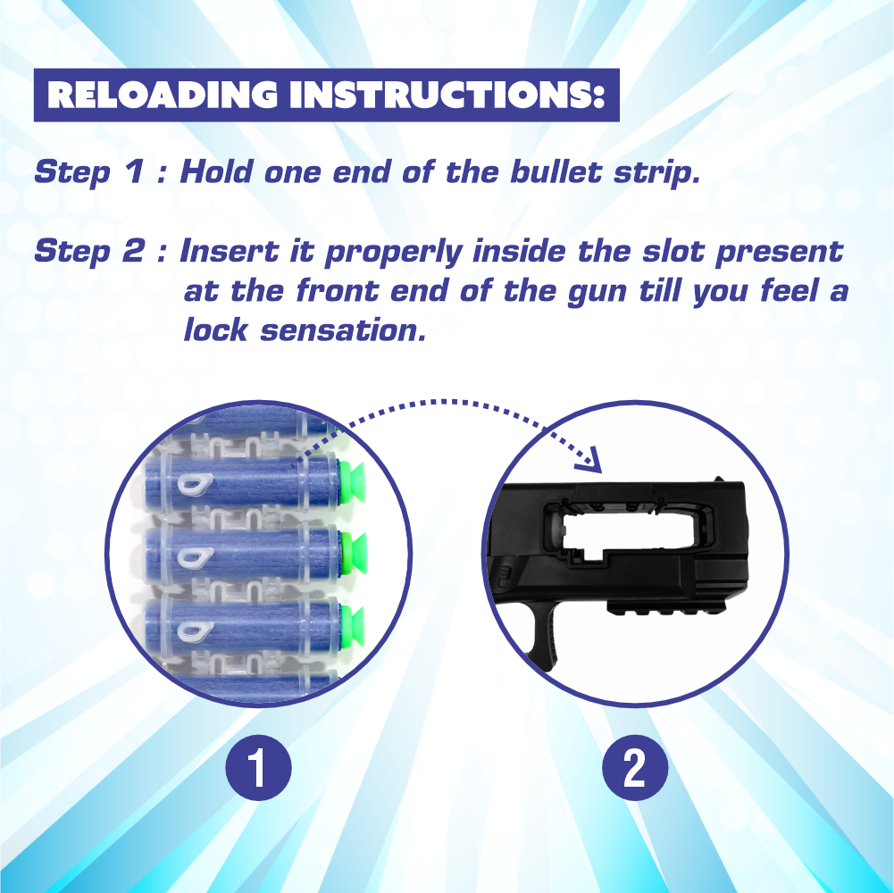Chanak Automatic Dart Gun for Kids 3+ Years | 30 Rapid Fire Foam Bullets with Rechargeable Briefcase – BIS Approved