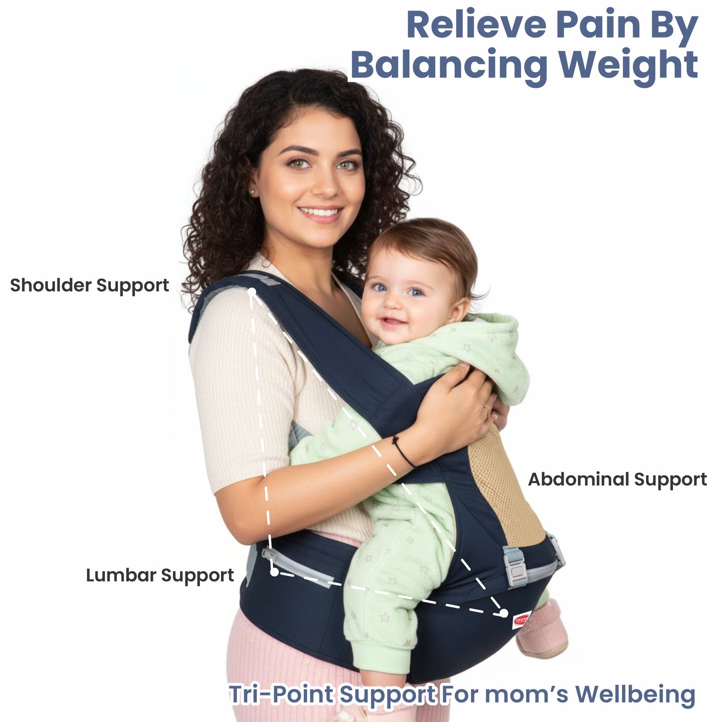Chanak Baby Hip Seat Carrier for 4+ Months | 4-in-1 Ergonomic Carrier with Storage Pockets Up to 15 kg | BIS Approved