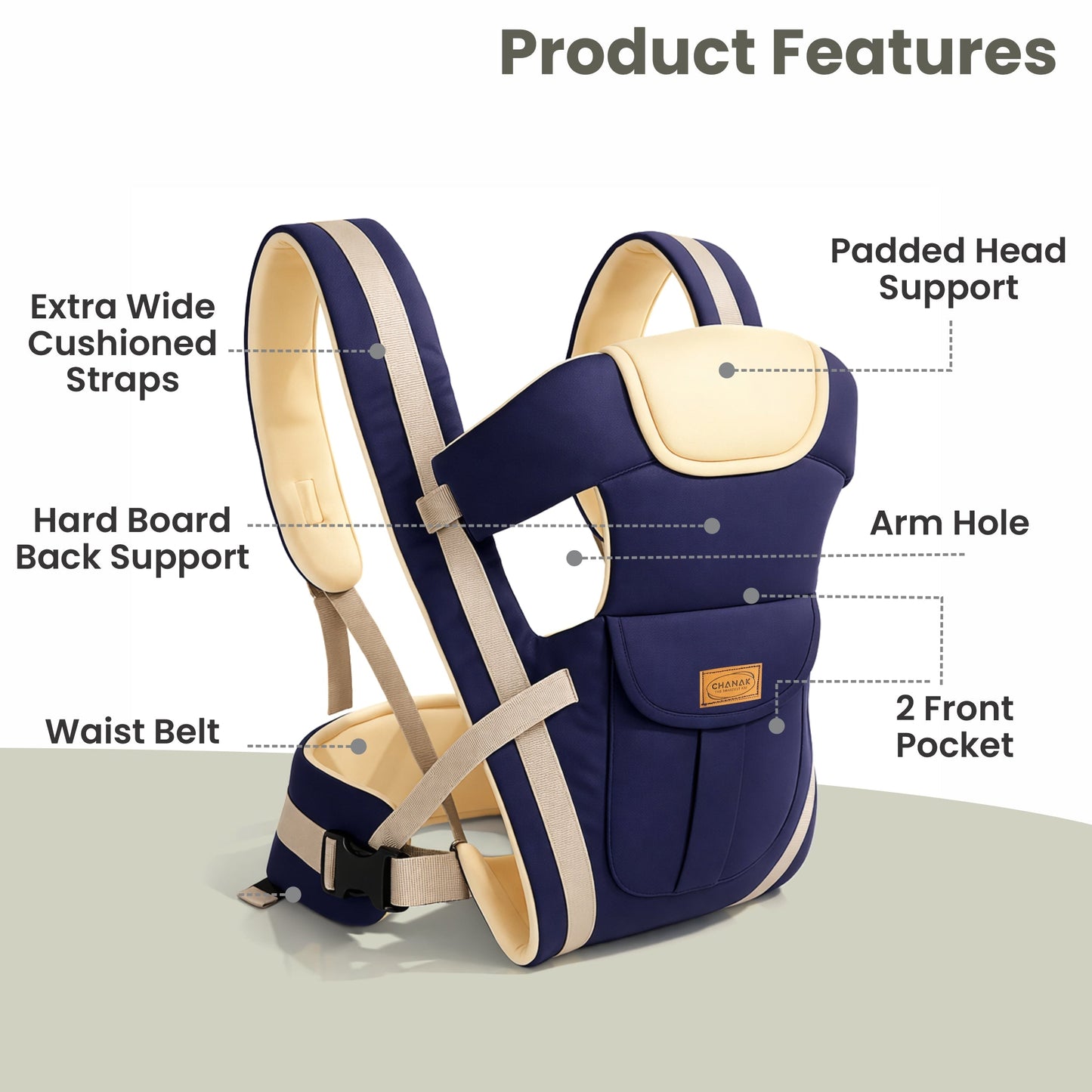 Chanak Baby Lap Carrier for 3+ Months | Padded Support Carrier Up to 15 kg | BIS Approved