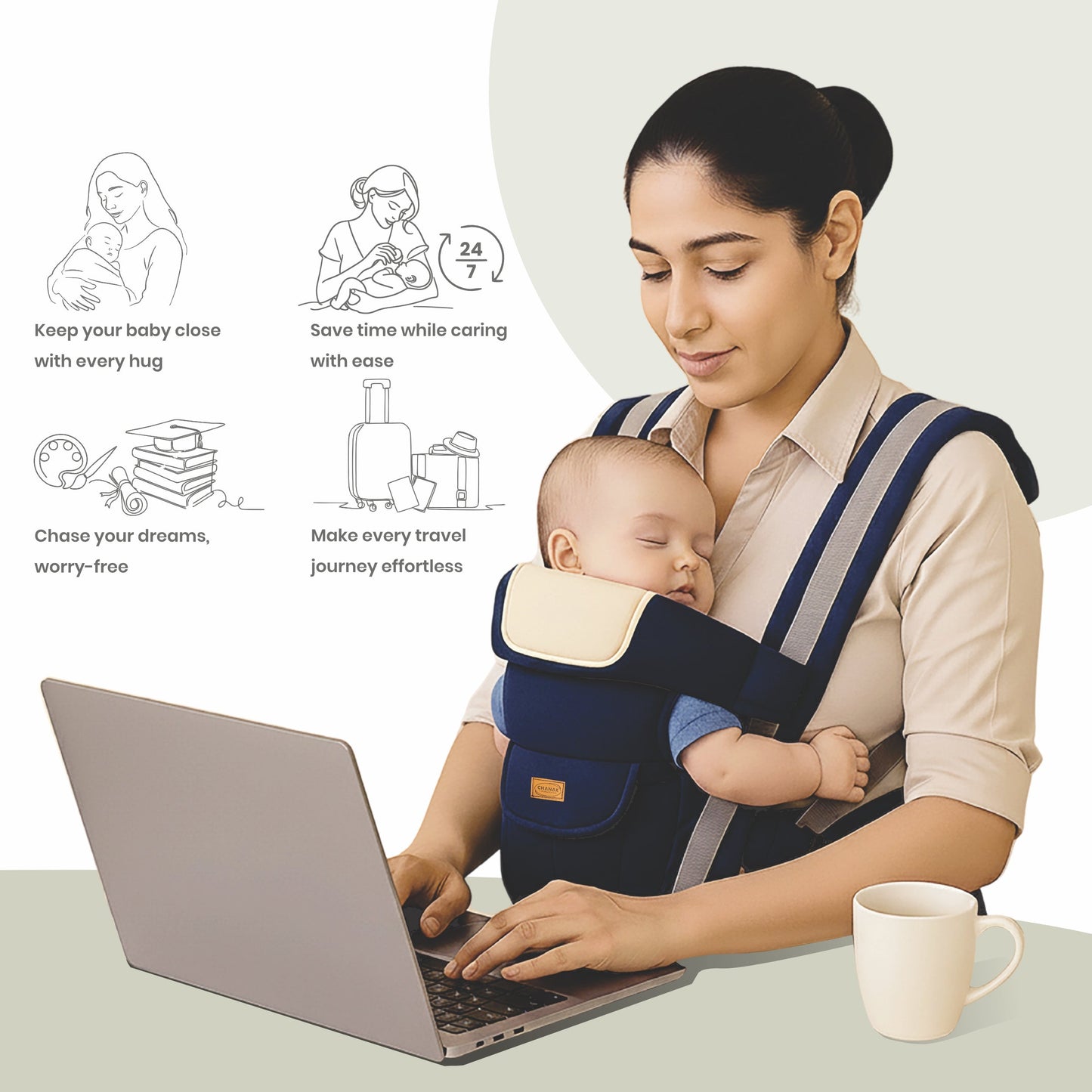Chanak Baby Lap Carrier for 3+ Months | Padded Support Carrier Up to 15 kg | BIS Approved