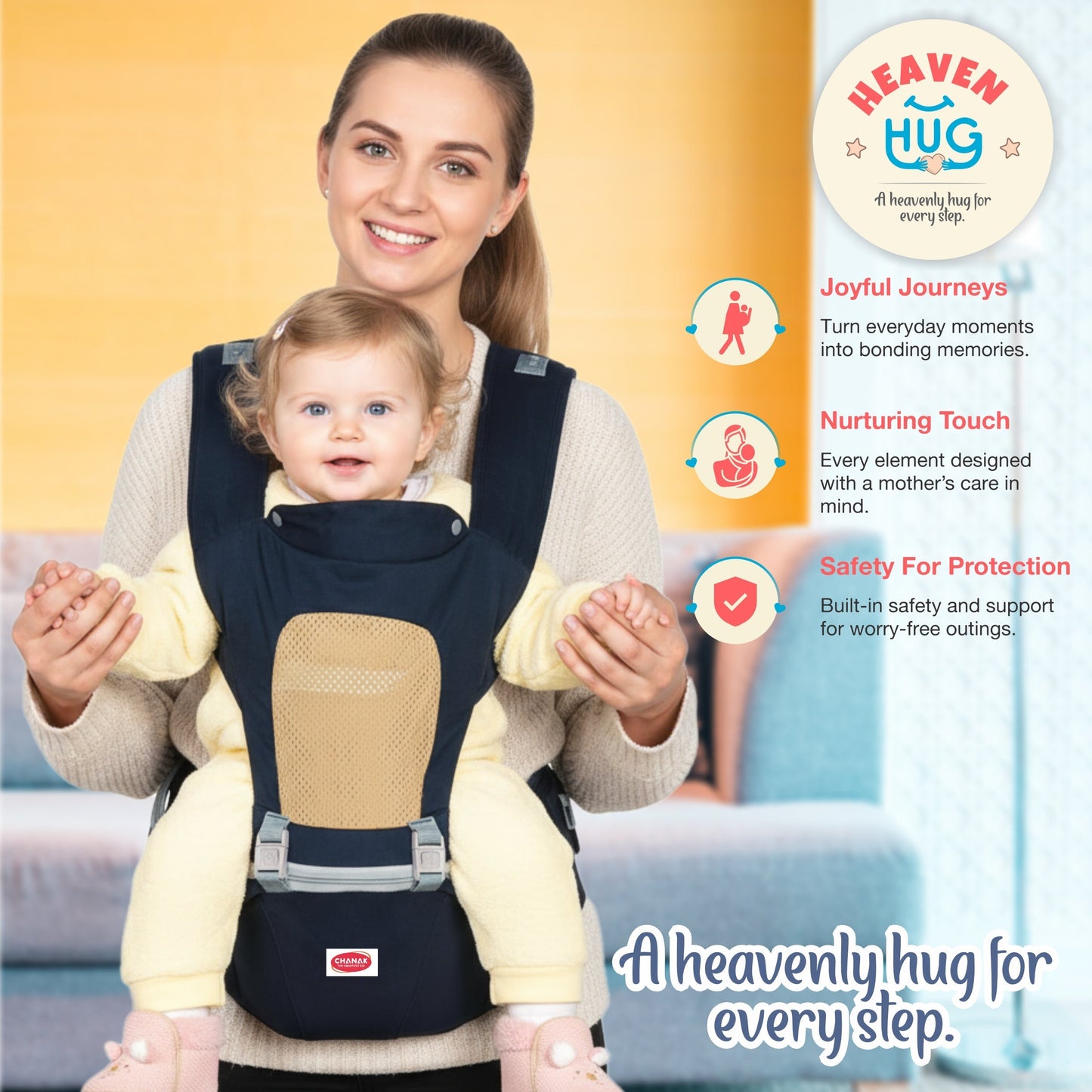 Chanak Baby Hip Seat Carrier for 4+ Months | 4-in-1 Ergonomic Carrier with Storage Pockets Up to 15 kg | BIS Approved